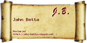 Jahn Betta névjegykártya